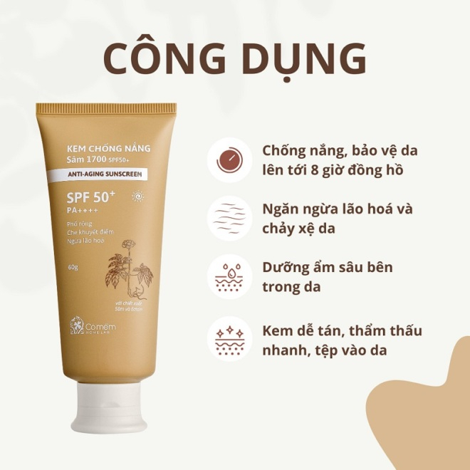 Măng tây baby - Kem Chống Nắng Sâm 1700 SPF50 PA++++ Phổ Rộng Chống Lão Hoá Bảo Vệ Dưỡng Ẩm Da