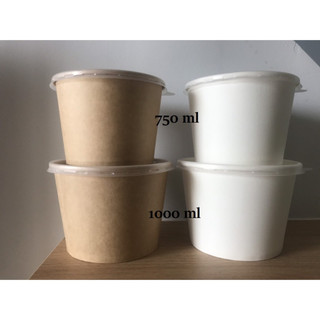 Tô giấy 750ml, set 50 cái kèm nắp