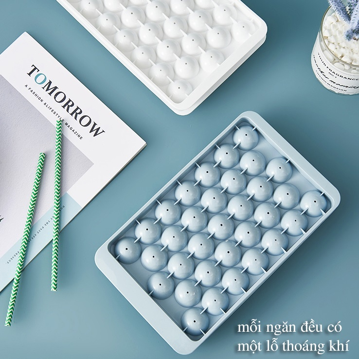 Khay làm đá viên tròn, khuôn làm thạch rau câu 33 viên