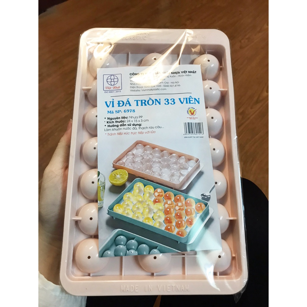 Khay làm đá viên tròn, khuôn làm thạch rau câu 33 viên