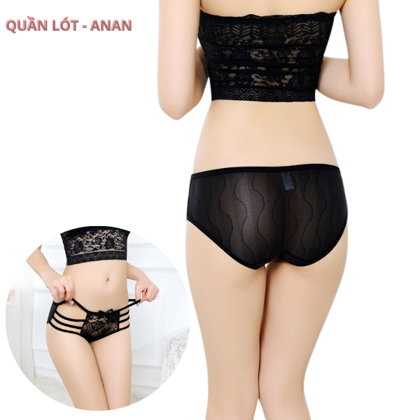 Quần lót nữ sexy ren thông thoáng dây đính nơ vải sịp ren cao cấp xuyên thấu thoáng mát ôm dáng gợi cảm mã LDN026 ANAN
