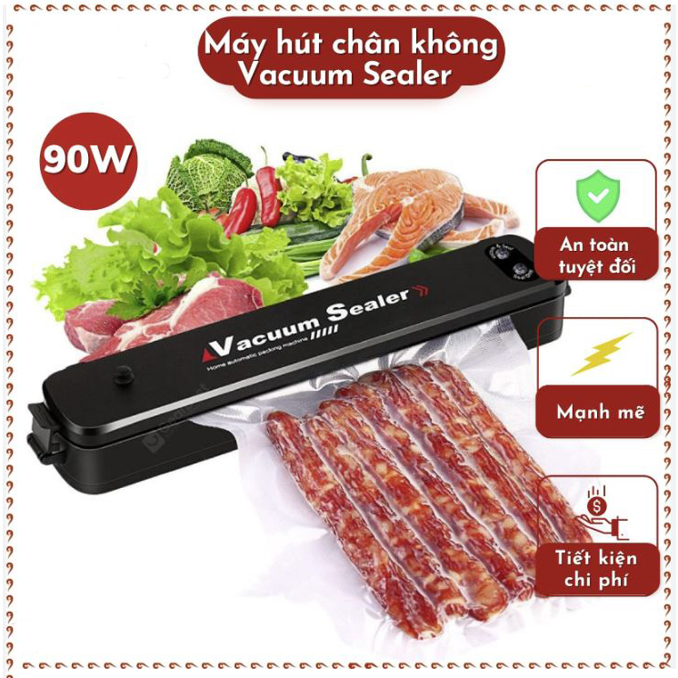 [HÀNG XUẤT KHẨU] Máy hút chân không bảo quản thực phẩm Vacuum Sealer mini tự hàn miệng tiện dụng tặng kèm 10 túi-mcr