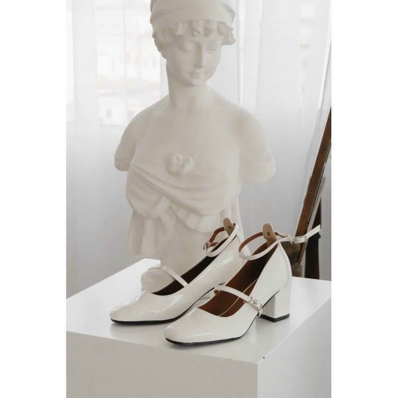 Giày tiểu thư Mary jane 2 quai cài sang chảnh gót 5cm thấp dễ đi siêu xinh