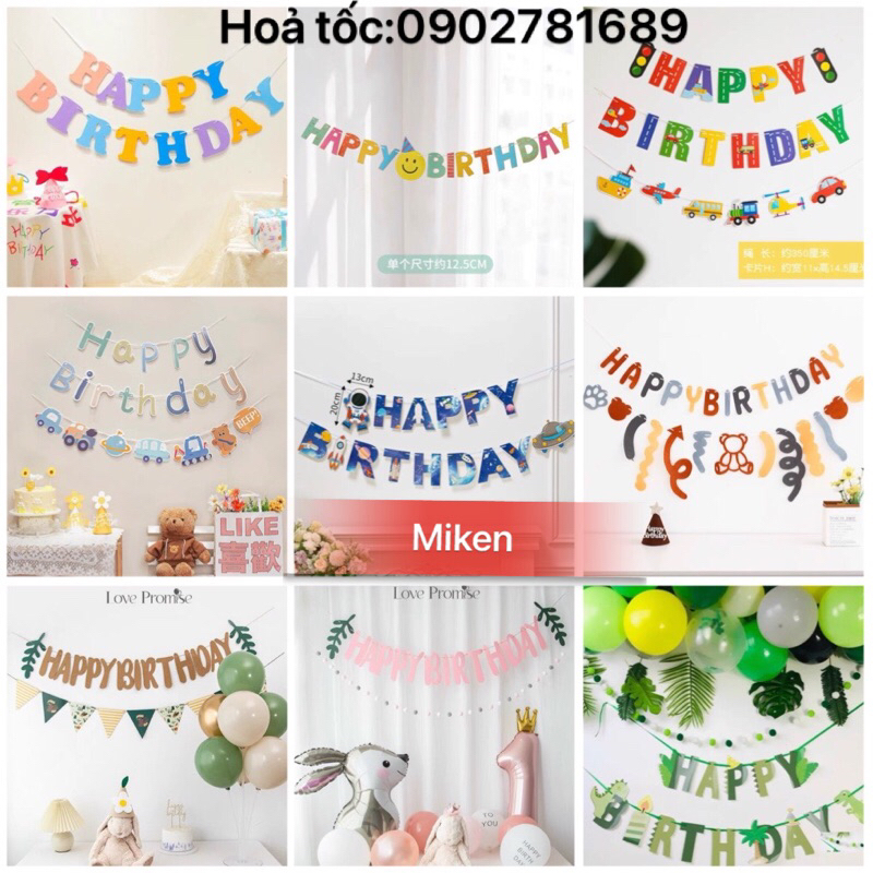Dây chữ Happy Birthday trang trí sinh nhật, phụ kiện bóng sinh nhật