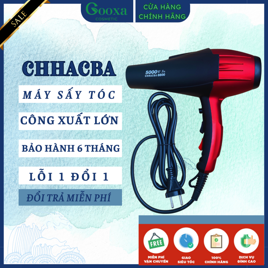 Máy Sấy Tóc Chhacba 5000W Công Xuất Lớn, Bảo Hành 6 Tháng Lỗi 1 Đổi 1, Dành Cho Salon Chuyên Nghiệp, 2 Chiều Nóng Và Lạnh