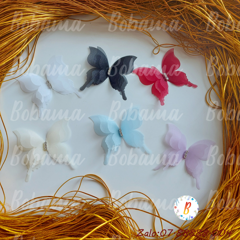 Set BƯỚM voan organza  3 lớp đính đá trang trí handmade