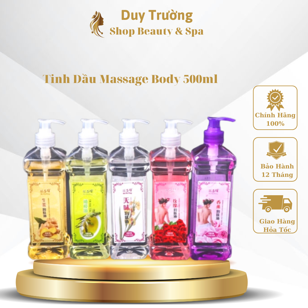 Tinh Dầu Massage Body 500ml Tinh Dầu Gừng Hoa Hông Lawender 100% Thiên Nhiên. Dùng Trong Spa Thẩm Mỹ Viện Dầu Massag.