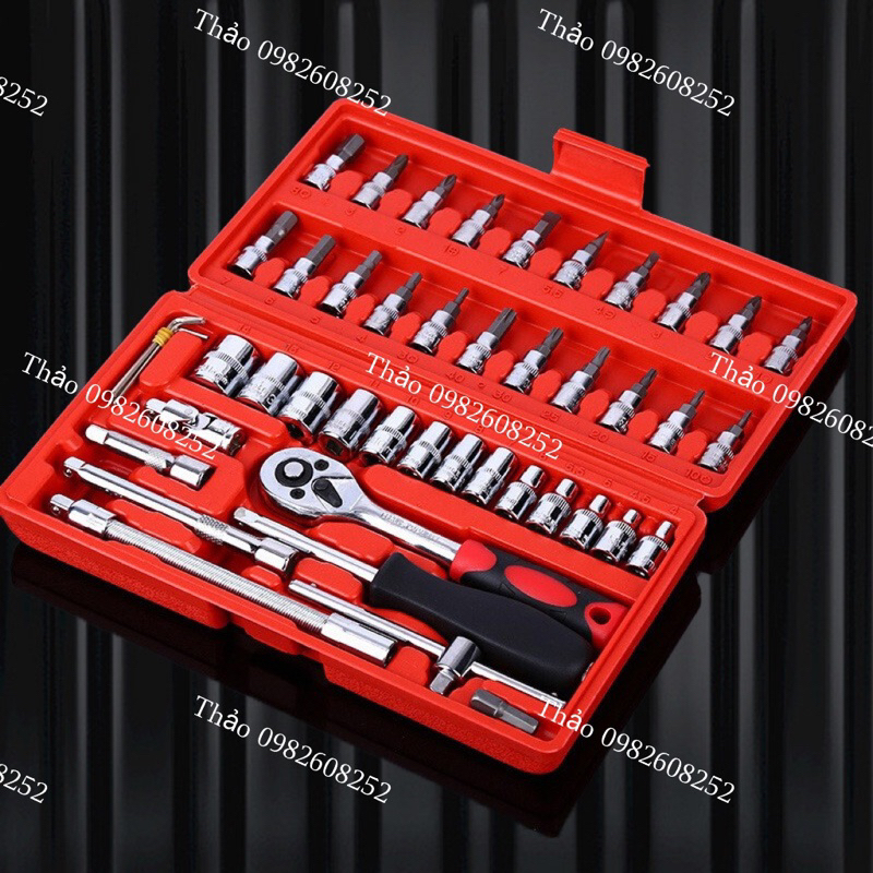 Bộ dụng cụ mở bu lông ốc vít 46 chi tiết, bộ dụng cụ sửa chữa ô tô xe máy