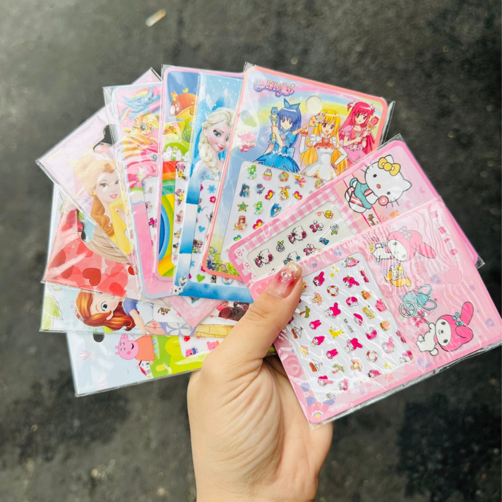 Đồ chơi sticker dán móng tay - combo 10 tờ dán móng nhiều chủ đề