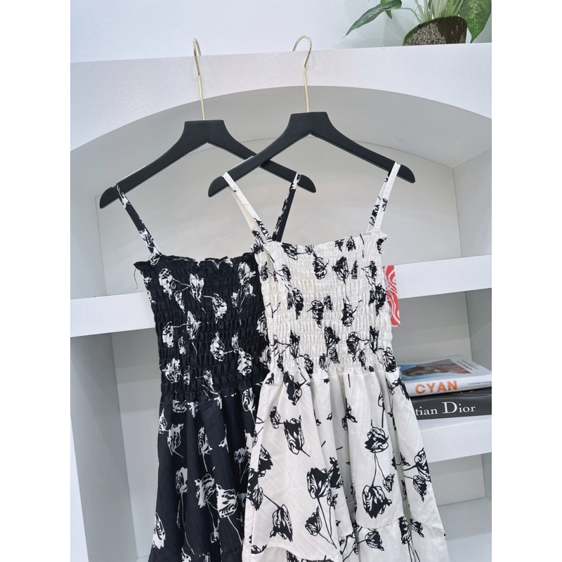 Váy maxi hoa 2 dây chun ngực