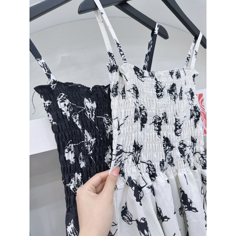 Váy maxi hoa 2 dây chun ngực