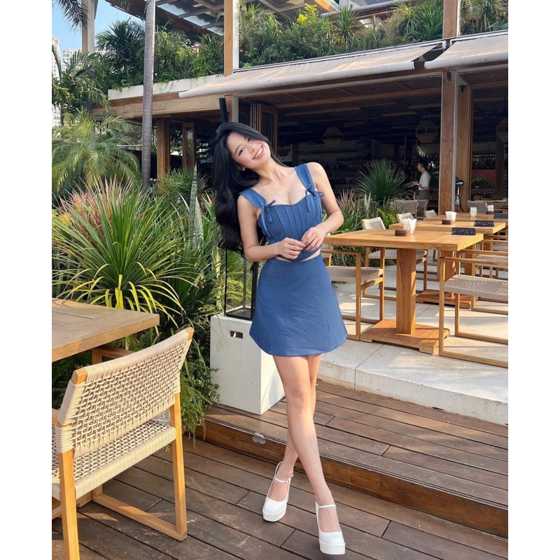 Set váy jeans cao cấp - Ảnh Thật