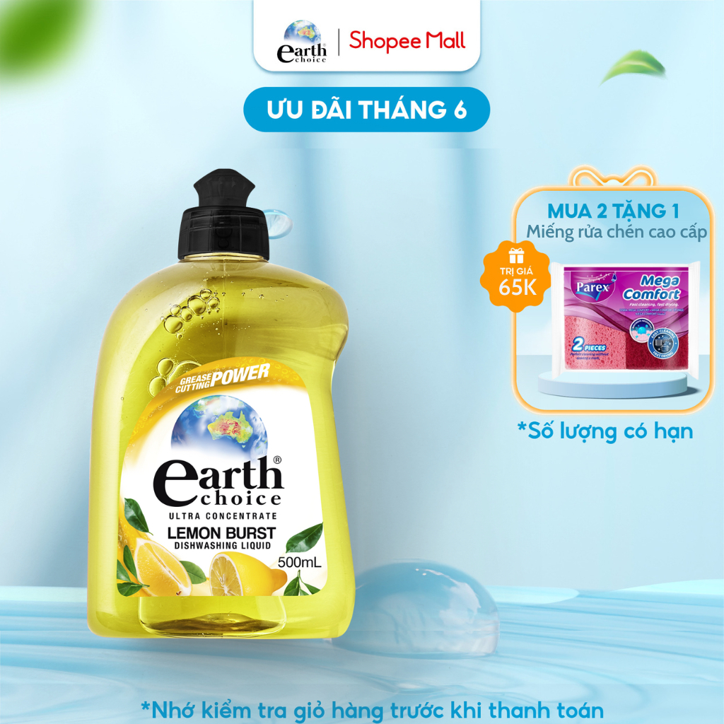 Nước Rửa Chén Đậm Đặc EARTH CHOICE Gốc Thực Vật An Toàn Với Cả Đồ Dùng Ăn