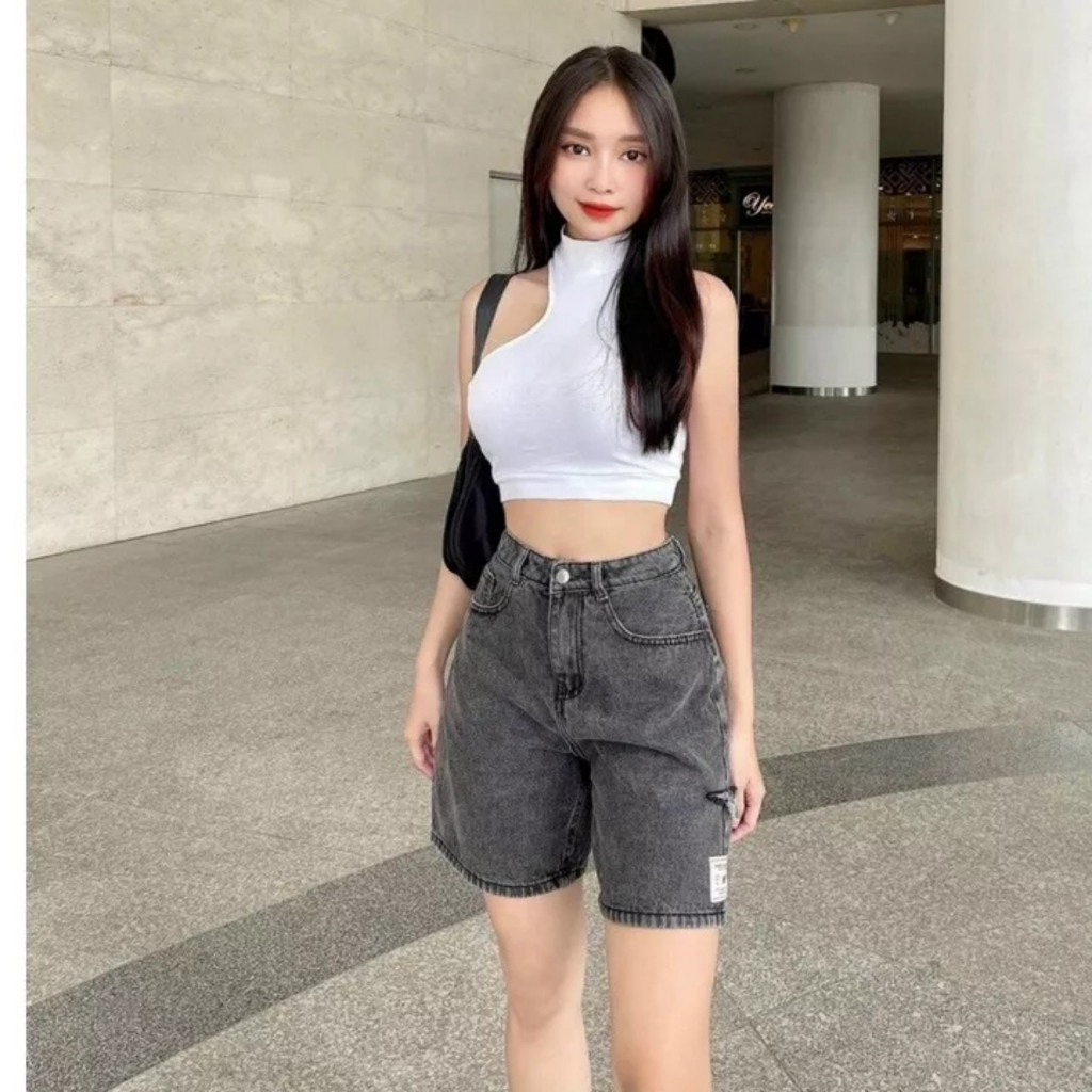 Quần Sọt Ngố Lửng ống rộng nữ chất bò lưng cao