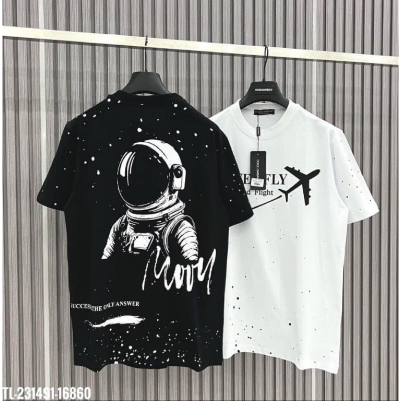 Hót Áo Thun Nam Nữ Unisex In Hình Phi Hành Gia. Áo Thun Cổ Tron In 2 Mặt Siêu Nét