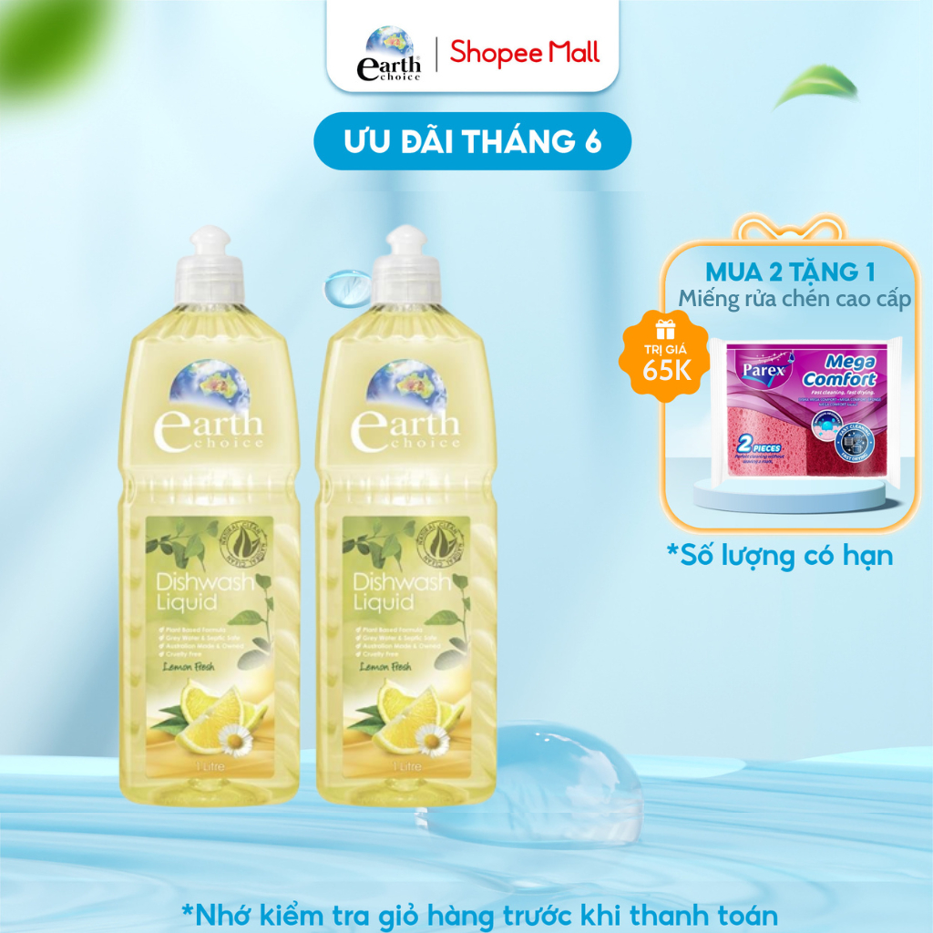 Combo 2 Nước Rửa Chén EARTH CHOICE An Toàn Với Cả Đồ Dùng Ăn Uống Của Bé