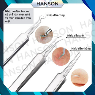 Bộ 3 Nhíp gắp mụn Đầu Đen, Mụn Dưới Da An Toàn Tiện Lợi Bằng Thép Không Gỉ Hanson Shop#18