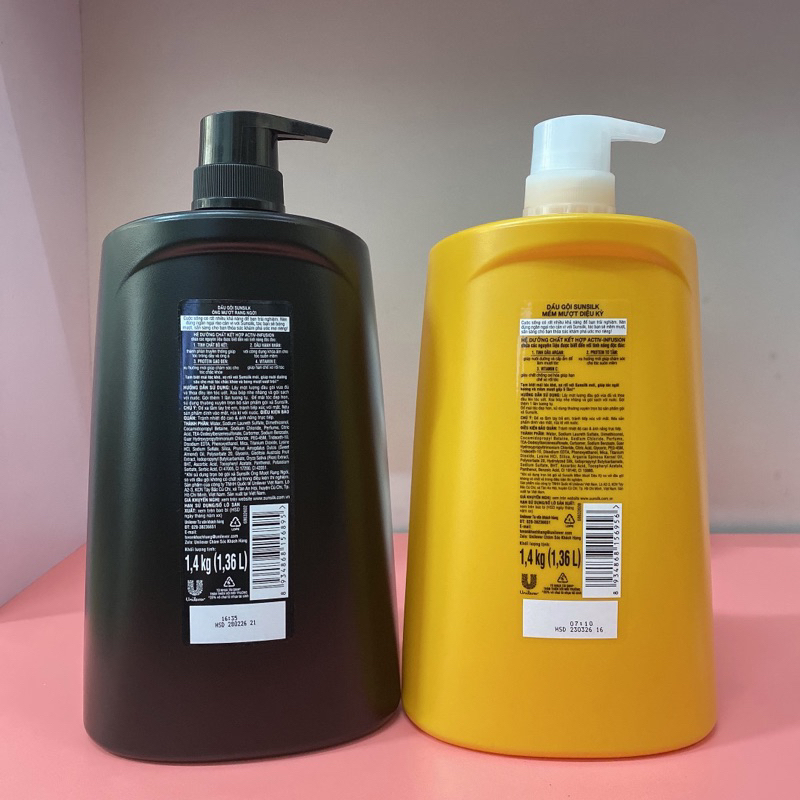 DẦU GỘI SUNSILK chai to 1,4kg có 2 mầu vàng và đen