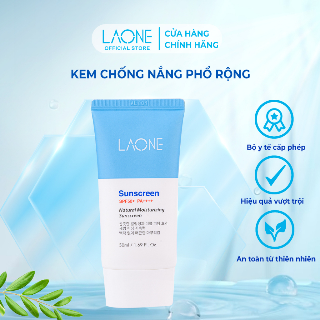 Kem chống nắng phổ rộng kiềm dầu Laone Hàn Quốc spf50+/pa++++ cho da nhạy cảm 50ml