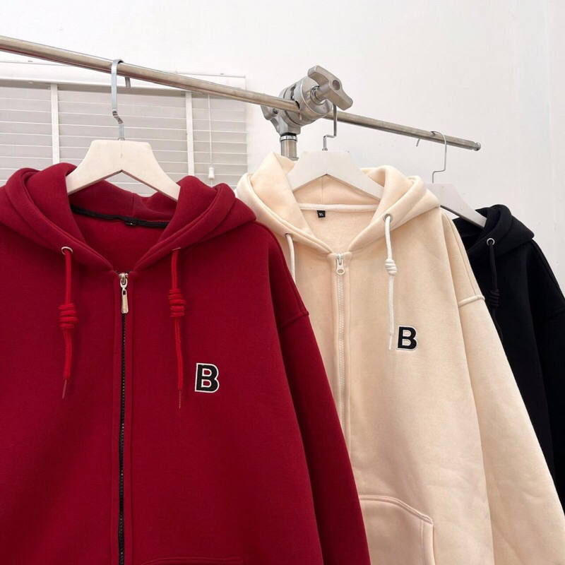 Áo khoác hoodie zip nỉ lót bông thêu chữ B _HT.Store96