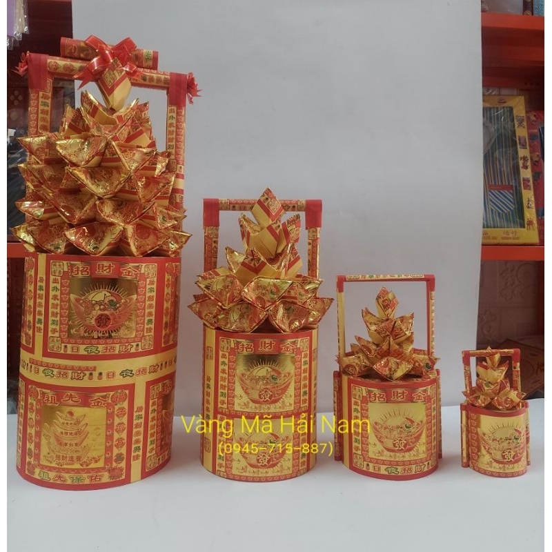 Gánh Vàng Bạc & Gánh Tài Lộc Cầu Tài Chiêu Lộc / Kinh Thương Thuận Lợi / Cúng Khai Trương / Cúng Thần Tài - Size Trung