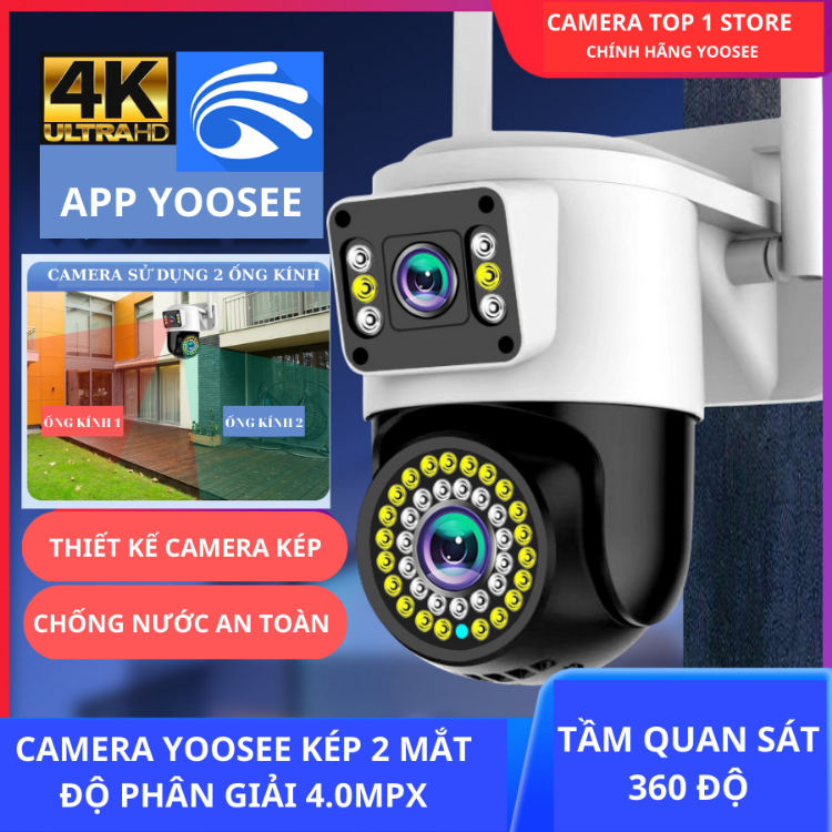 Camera YooSee Ngoài Trời 2 Mắt Xem 2 Góc Cùng Lúc, Góc Rộng Nét - BẢO HÀNH 1 NĂM