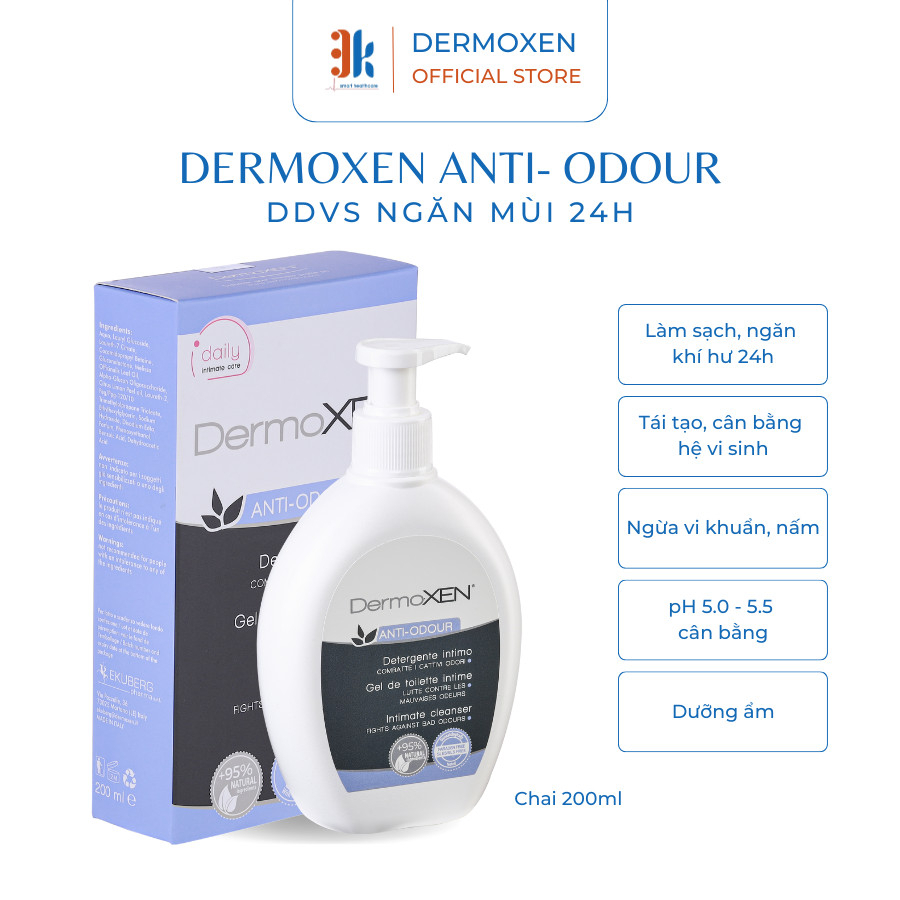 Dung dịch vệ sinh phụ nữ DermoXEN ANTI- ODOUR 200ml, dịu nhẹ, ngăn mùi khó chịu 24h