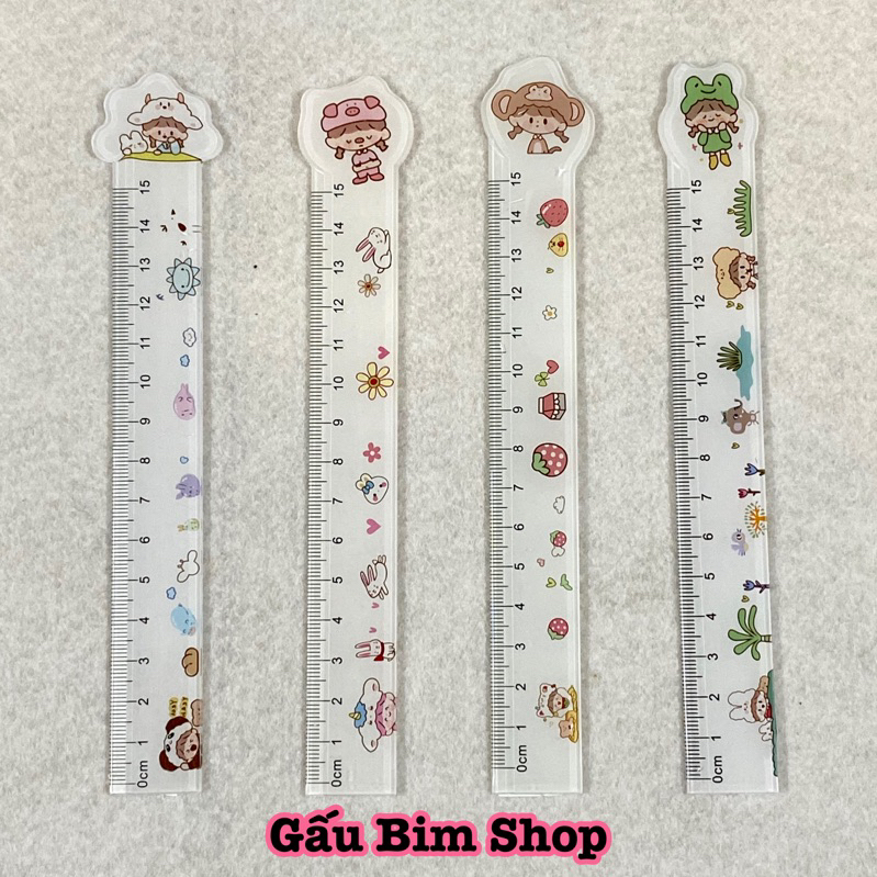 Thước kẻ nhựa 15cm hình động vật dễ thương