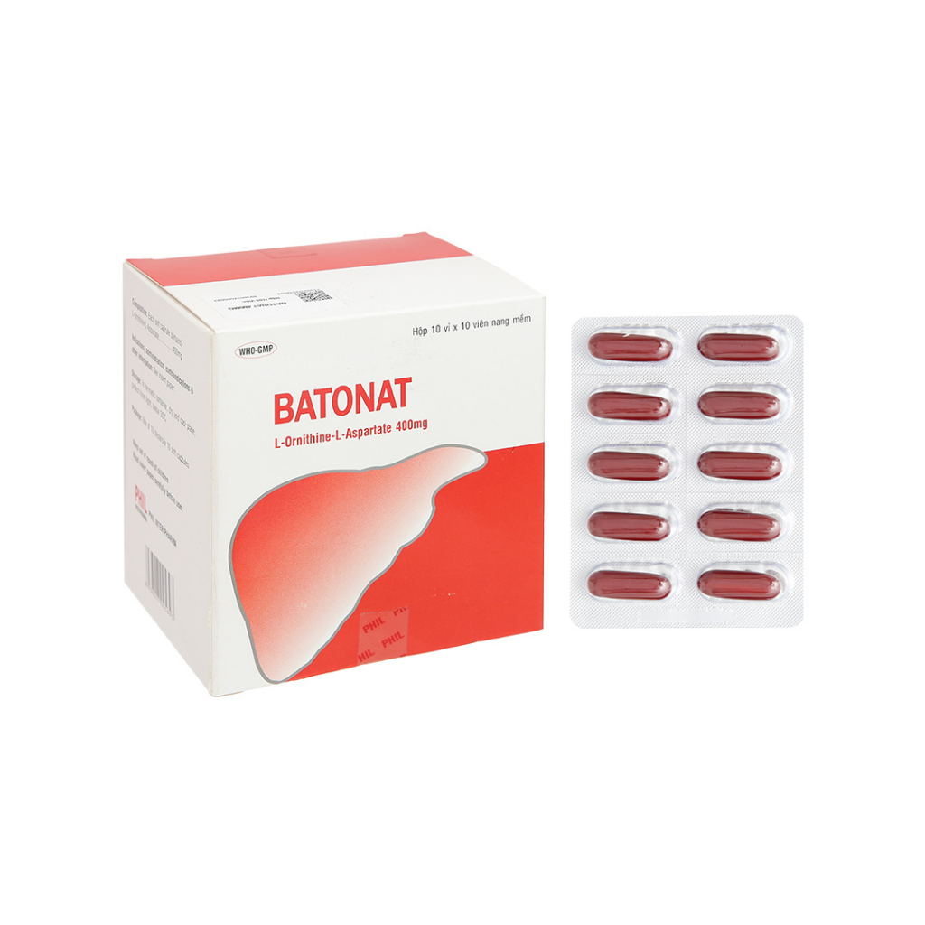 Bổ gan Batonat hộp 100 viên ⚡chính hãng⚡L-Ornithine-L-Aspartate 400mg