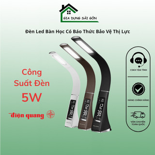 Đèn led điện quang đq ldcl1.1 5w để bàn bảo vệ thị lực tích hợp đồng hồ báo thức