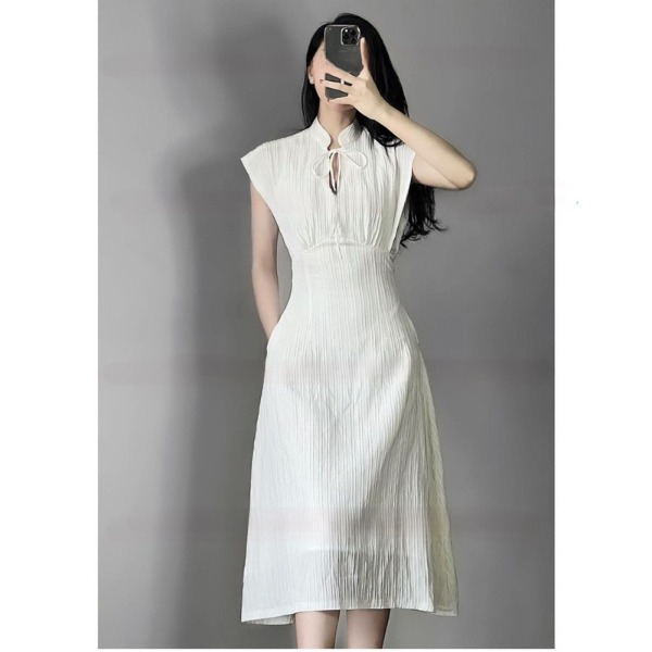 Đầm dự tiệc VancyDress_019 midi cổ trụ có 2 túi chất vải gân sọc 2 lớp sang chảnh quyến rũ SONHALO.VN