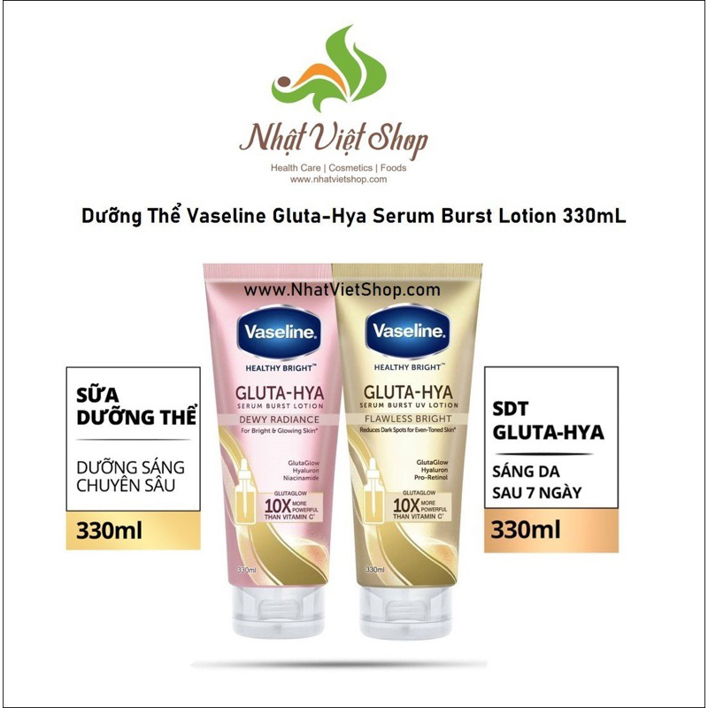 Sữa Dưỡng Thể Trắng Da Vaseline Gluta-Hya Serum Burst Lotion 10X