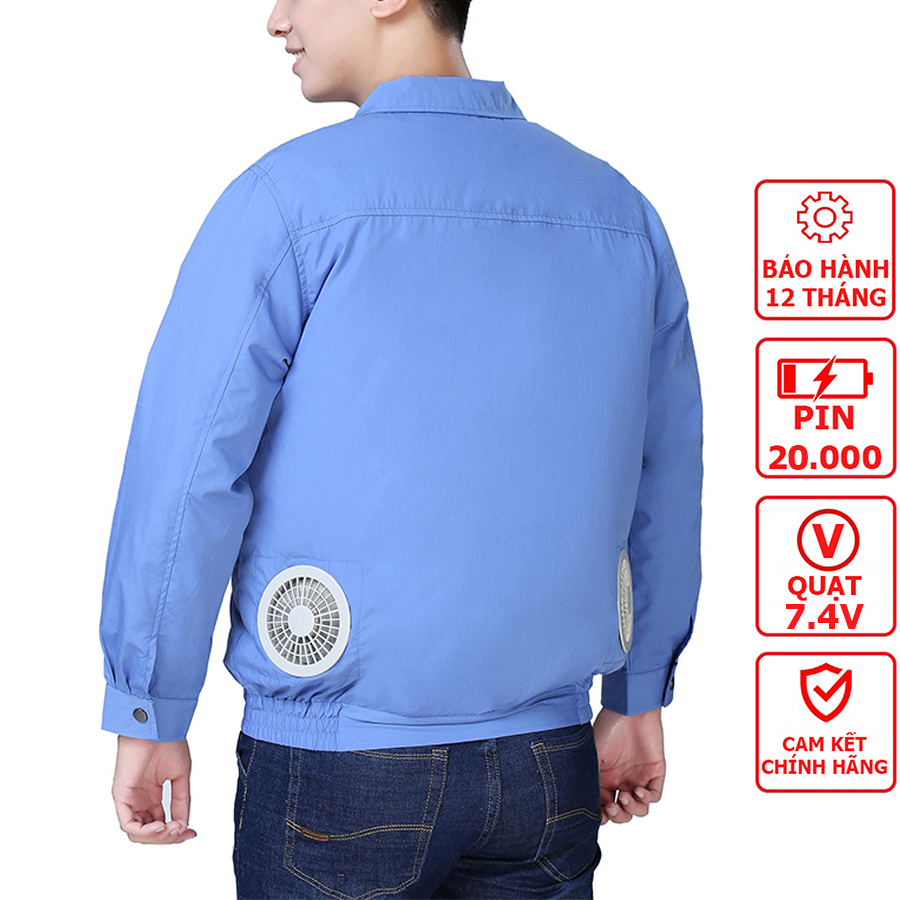 Áo Điều Hoà Nhật Bản Chính Hãng DAIZO, Pin 30.000mAh Chạy 10-17 h, Phiếu BH 1 Năm Tặng 2 Túi Đá Khô