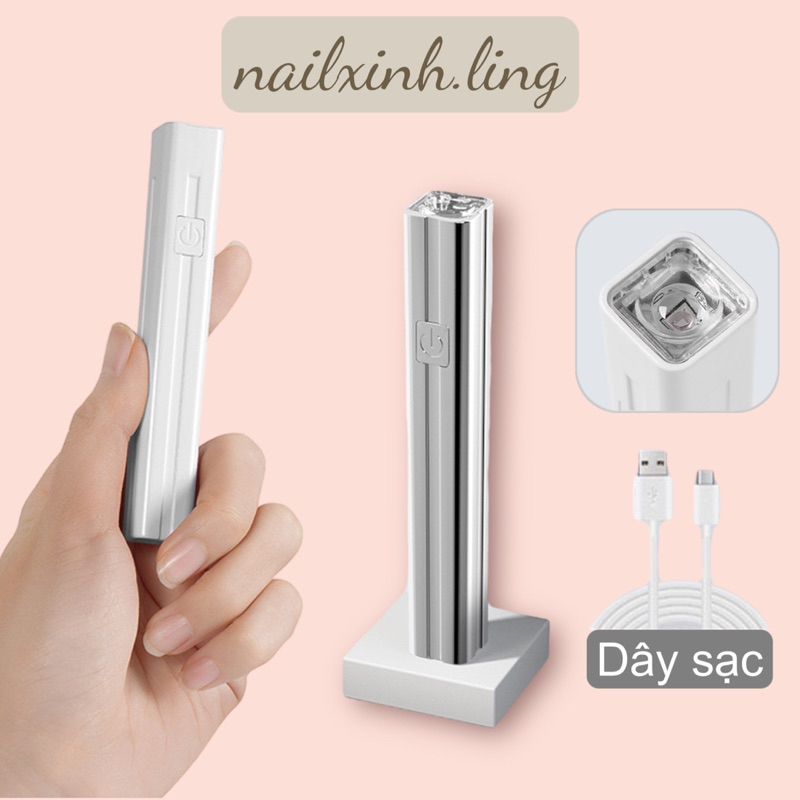 Máy Hơ Gel Mini Sạc Tích Điện Nhanh Khô Công Suất Cao - Đèn Led UV Hơ Móng Nail Cầm Tay Kèm Sạc USB Nhỏ Gọn Tiện Dụng