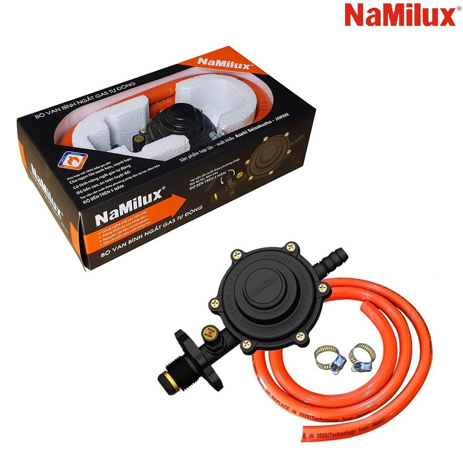 Bộ Van Dây NaMilux Hàng Chính Hãng (Gồm 1 Van Ngắt Gas Tự Động + 1.5m Dây + 2 Cổ Dê)