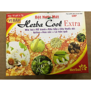 Bột nước mát Herba Cool (Râu bắp-lá thuốc dòi-actiso-rể tranh-mía lau-hoa cúc trắng..)