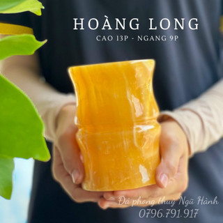 Đốt trúc cắm bút, lọ trúc - ống trúc cắm bút viết để bàn đá ngọc hoàng long - cao 13cm đường kính 9cm