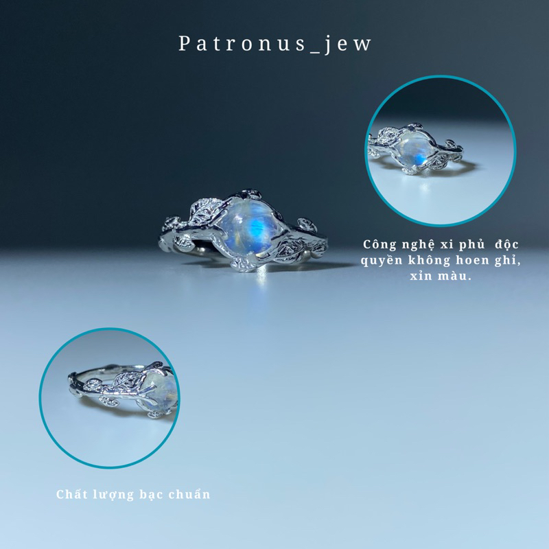 Nhẫn Moonstone Nguyệt Quế NMBTRDL22B Patronus