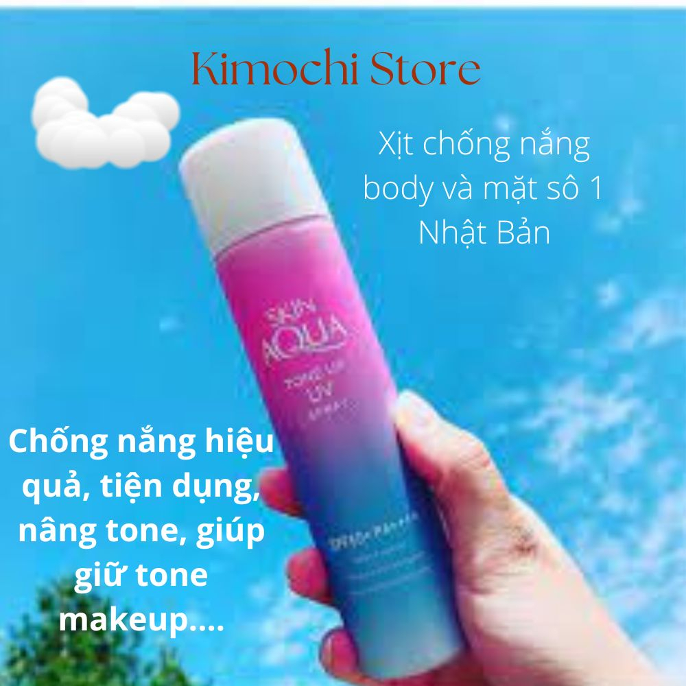 Xịt Chống nắng Skin Aqua Nhật Bản,  xịt chống nắng body mặt nâng tone da trắng da bảo vệ da SPF 50+PA++++