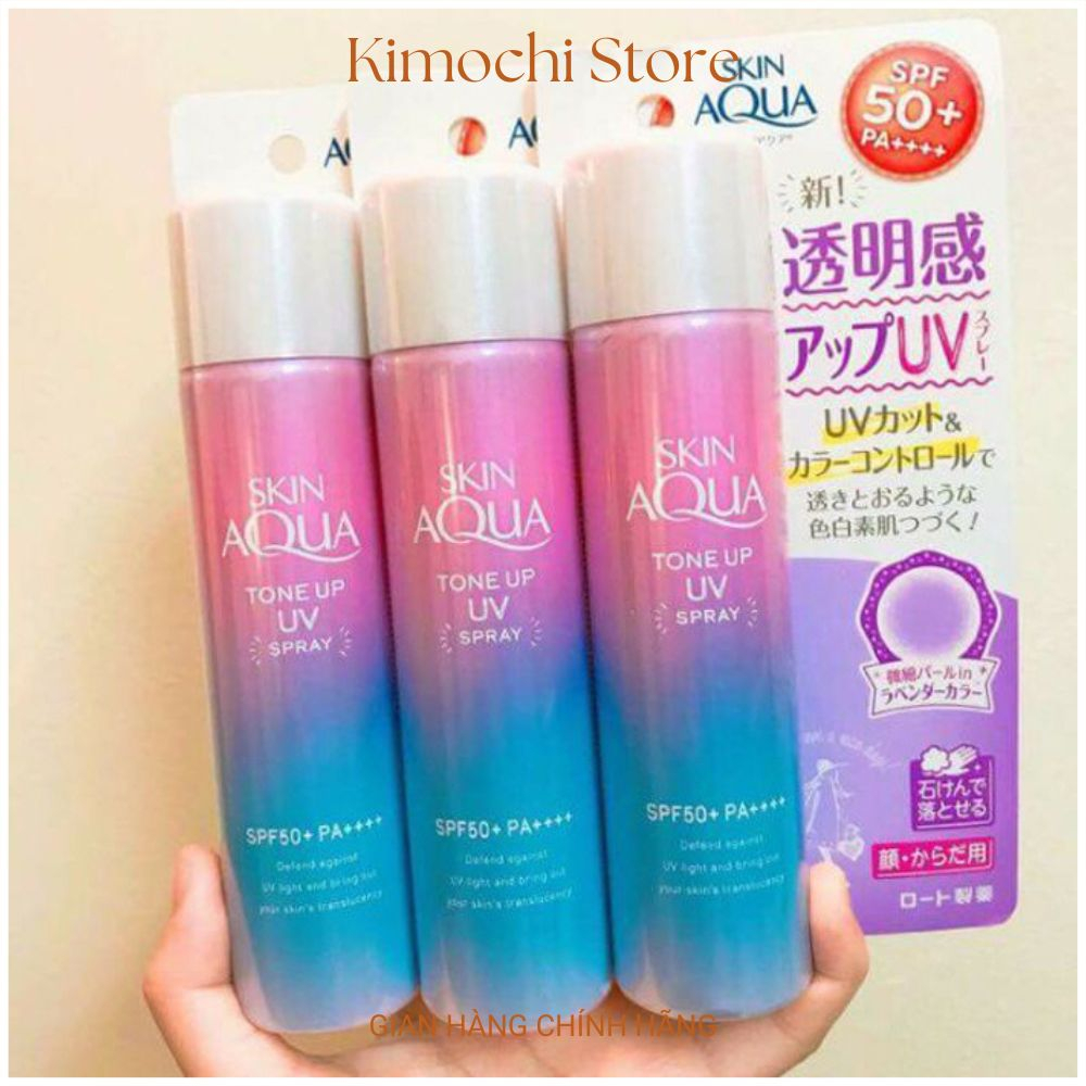 Xịt Chống nắng Skin Aqua Nhật Bản,  xịt chống nắng body mặt nâng tone da trắng da bảo vệ da SPF 50+PA++++