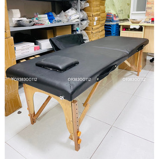 (Tặng Túi Xách) Giường Xếp Vali Chân Gỗ kèm Gối nằm cho Phun Xăm, Spa, Nối Mi chịu lực 200kg