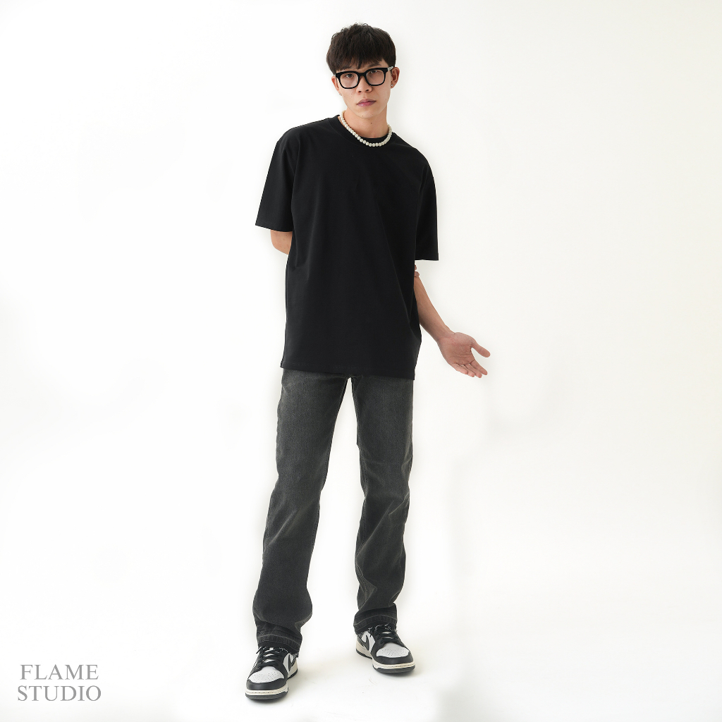 𝙁𝙇𝘼𝙈𝙀 𝙎𝙏𝙍𝘼𝙄𝙂𝙃𝙏 𝘿𝙀𝙉𝙄𝙈 - QUẦN JEANS XÁM TRƠN ỐNG SUÔNG FORM REGULAR FIT