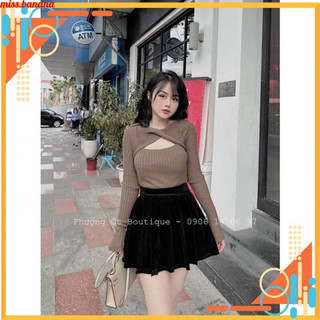 Áo len tăm xoắn ngực tay loe