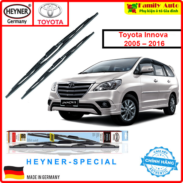 Gạt mưa ô tô Toyota INNOVA 2005-2016 CHÍNH HÃNG Heyner Germany Special Xương Cứng Size 40cm / 60cm Combo đầy đủ cho xe