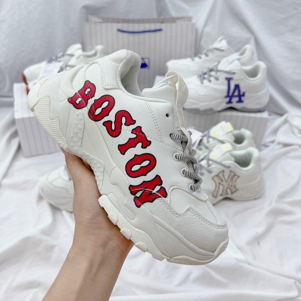 Giày MLB Boston LA ,NY Đế Nâu, Giày Thể Thao MLB, Giày Sneaker ulzzang thể thao nam nữ cổ ngắn đế độn 5cm tăng chiều cao