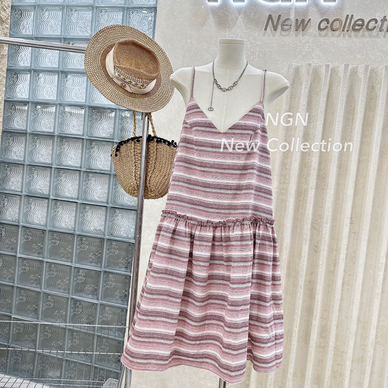 Váy hai dây kẻ babydoll