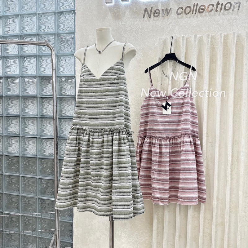 Váy hai dây kẻ babydoll