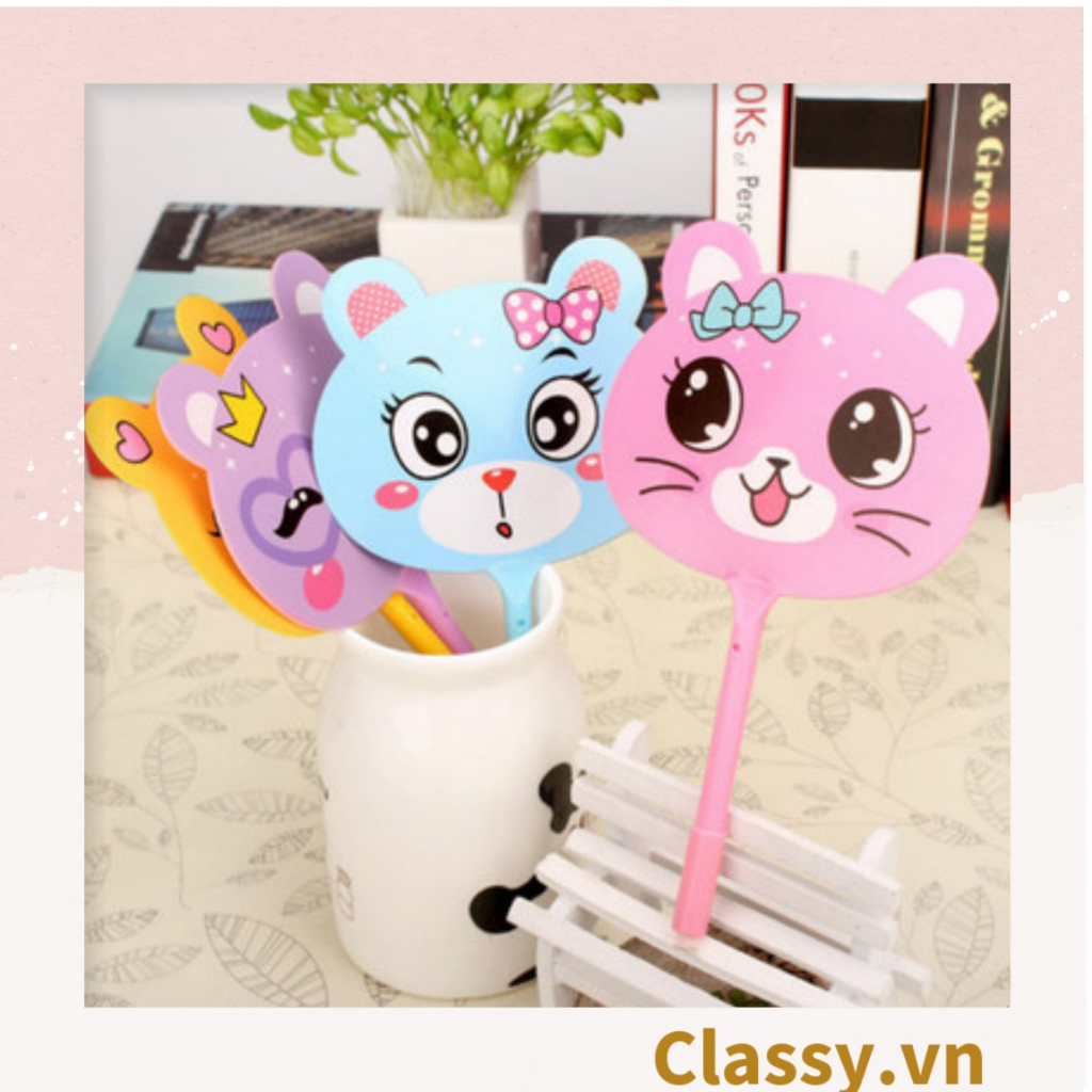 Bút đính kèm quạt mini Classy cầm tay họa tiết con mèo nhiều màu PK1135