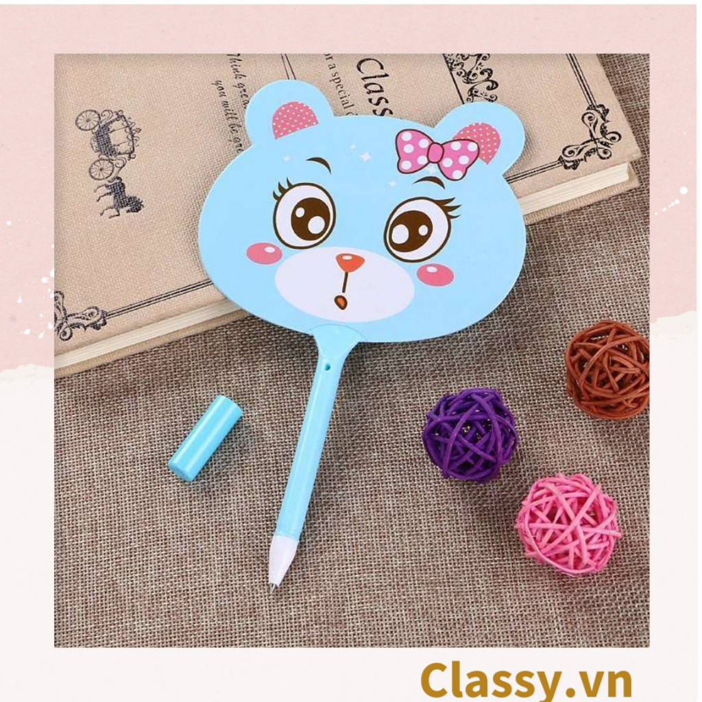 Bút đính kèm quạt mini Classy cầm tay họa tiết con mèo nhiều màu PK1135