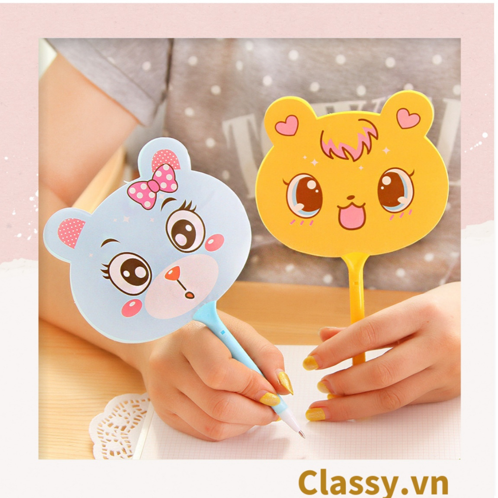 Bút đính kèm quạt mini Classy cầm tay họa tiết con mèo nhiều màu PK1135